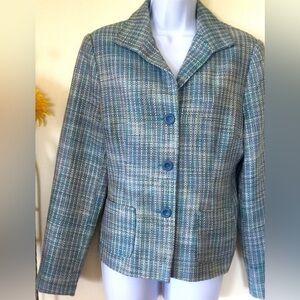 Jaclyn Smith Blue Cream Blazer Womens size 10